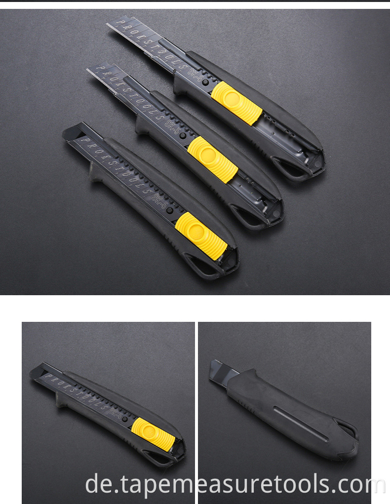 Multifunktionales All-Inclusive-Gummimesser mit schwarzer 18-mm-Klinge
